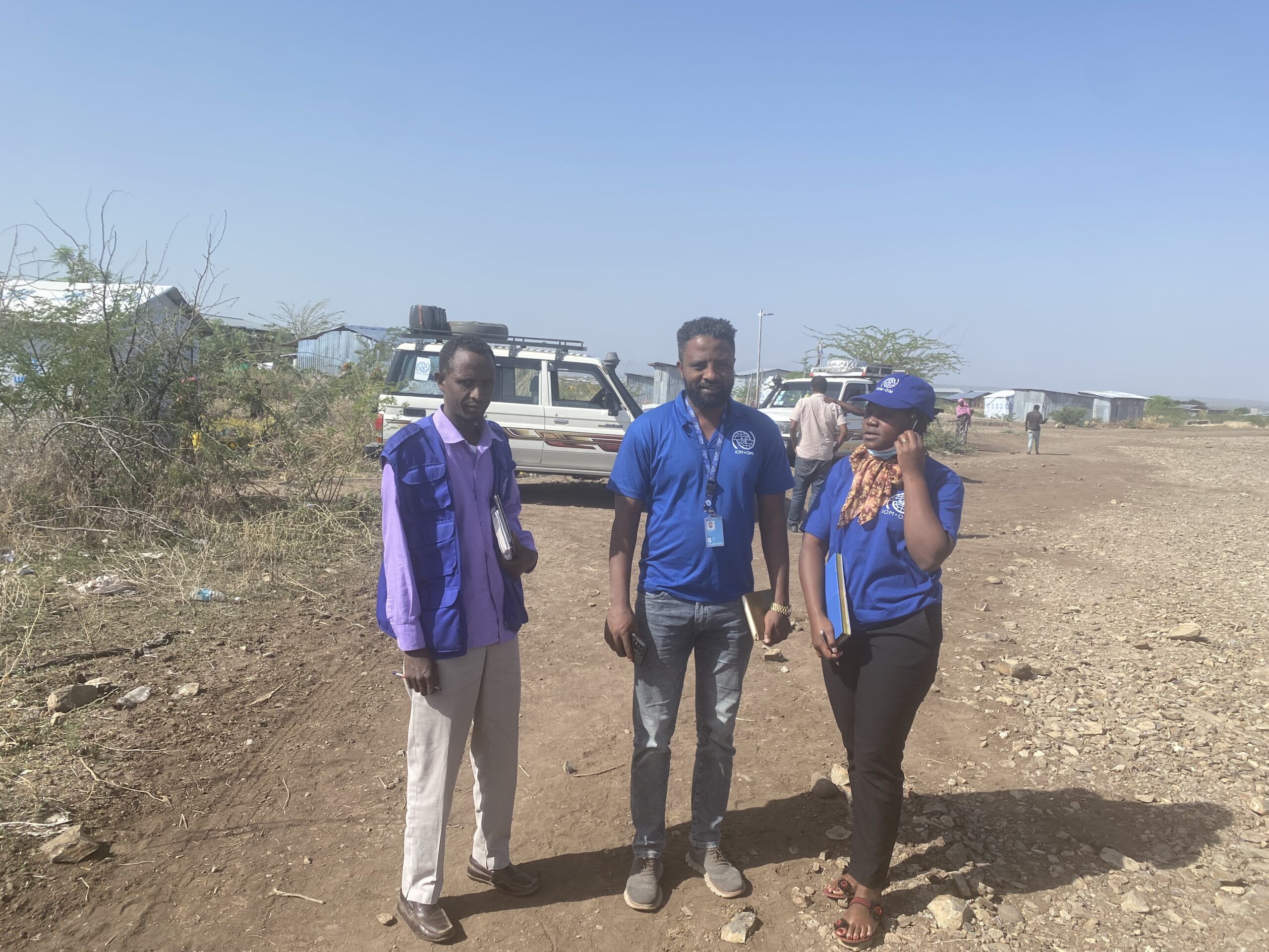 IOM team at displacement site in Ethiopia